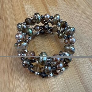 BRONZE WIRE BANGLE BRACELET BEADED Unbranded